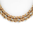 14K Yellow Gold 1950's Weave Twisted Gold Round Diamond Necklace - The Back Vault