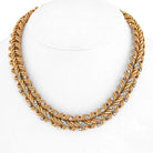 14K Yellow Gold 1950's Weave Twisted Gold Round Diamond Necklace - The Back Vault