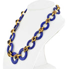 Aldo Cipullo 18K Yellow Gold Lapis Lazuli Discs And Square Tiger's Eye Necklace - The Back Vault