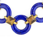 Aldo Cipullo 18K Yellow Gold Lapis Lazuli Discs And Square Tiger's Eye Necklace - The Back Vault