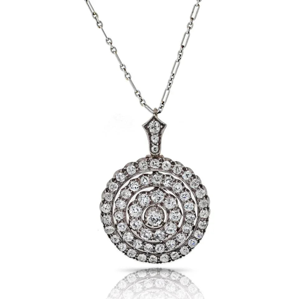 Victorian Round Old-Cut 6.50cttw Diamond Pendant/Brooch - The Back Vault