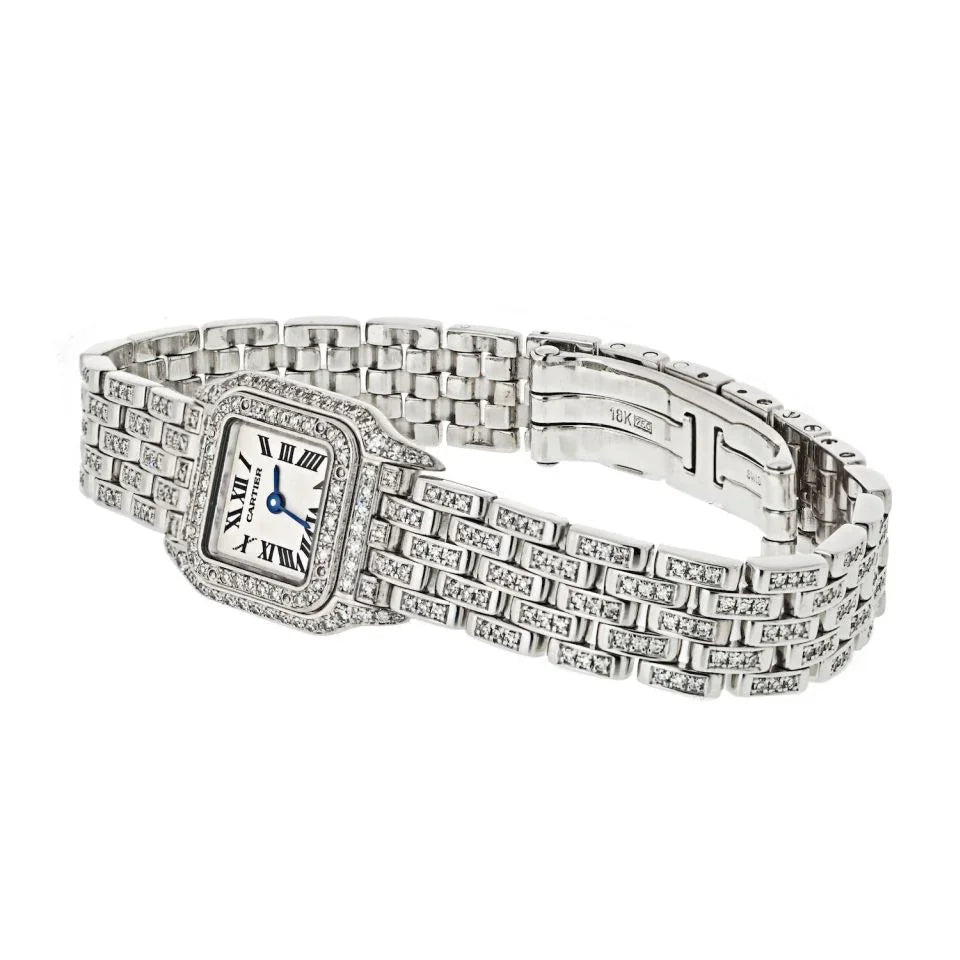 Cartier Panthere 18K White Gold Panthere Diamond Mini Women Watch - The Back Vault
