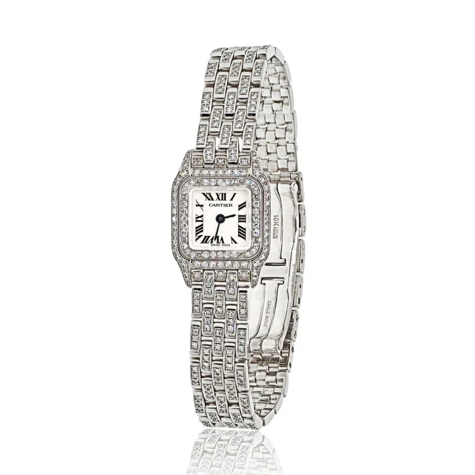 Cartier Panthere 18K White Gold Panthere Diamond Mini Women Watch - The Back Vault