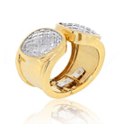 David Webb Platinum & 18K Yellow Gold Rock Crystal Cross Hatched Bracelet - The Back Vault