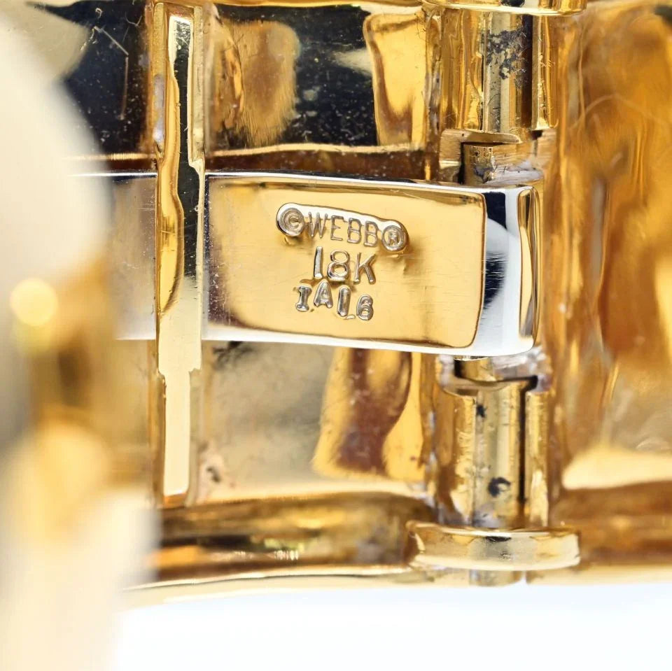 David Webb Platinum & 18K Yellow Gold Rock Crystal Cross Hatched Bracelet - The Back Vault