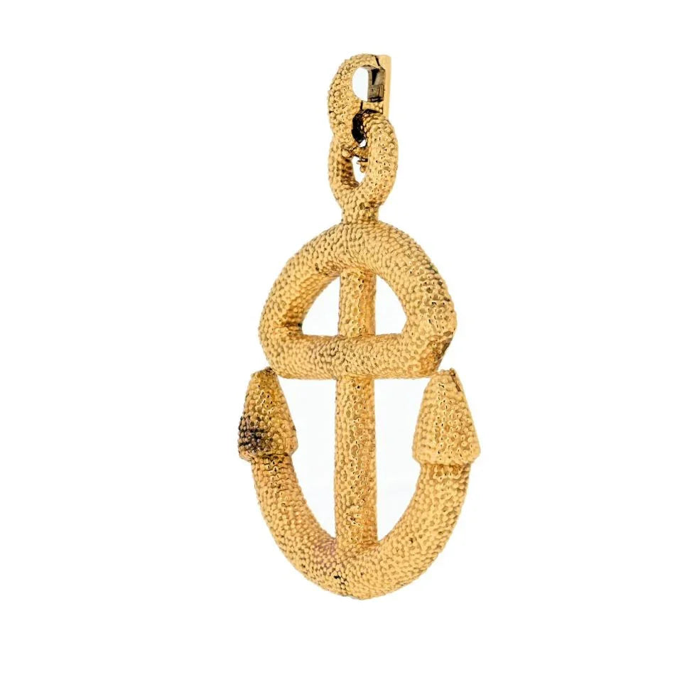 Van Cleef & Arpels 18K Yellow Gold Textured Anchor Pendant - The Back Vault