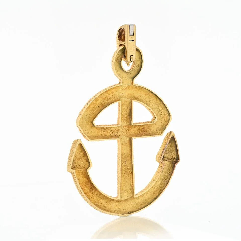 Van Cleef & Arpels 18K Yellow Gold Textured Anchor Pendant - The Back Vault