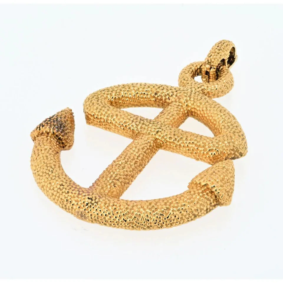 Van Cleef & Arpels 18K Yellow Gold Textured Anchor Pendant - The Back Vault