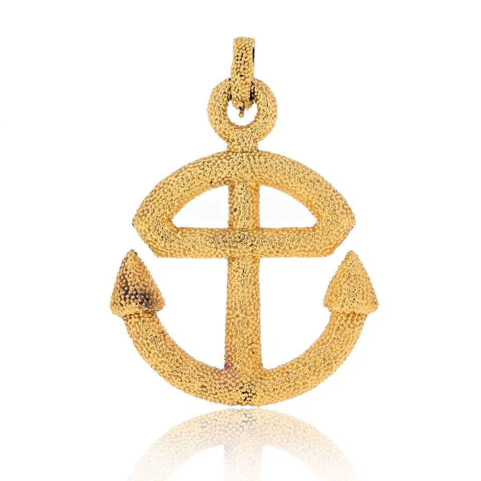 Van Cleef & Arpels 18K Yellow Gold Textured Anchor Pendant - The Back Vault