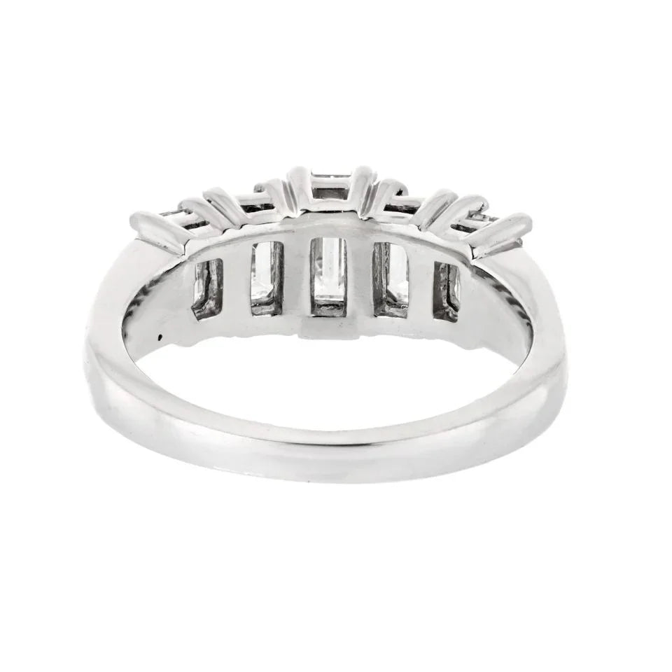 Platinum 2.00cttw Five Stone Emerald Cut Ring - The Back Vault