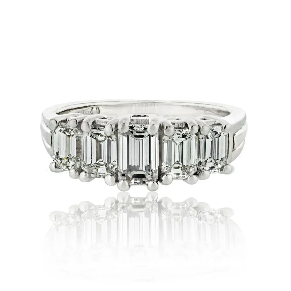 Platinum 2.00cttw Five Stone Emerald Cut Ring - The Back Vault