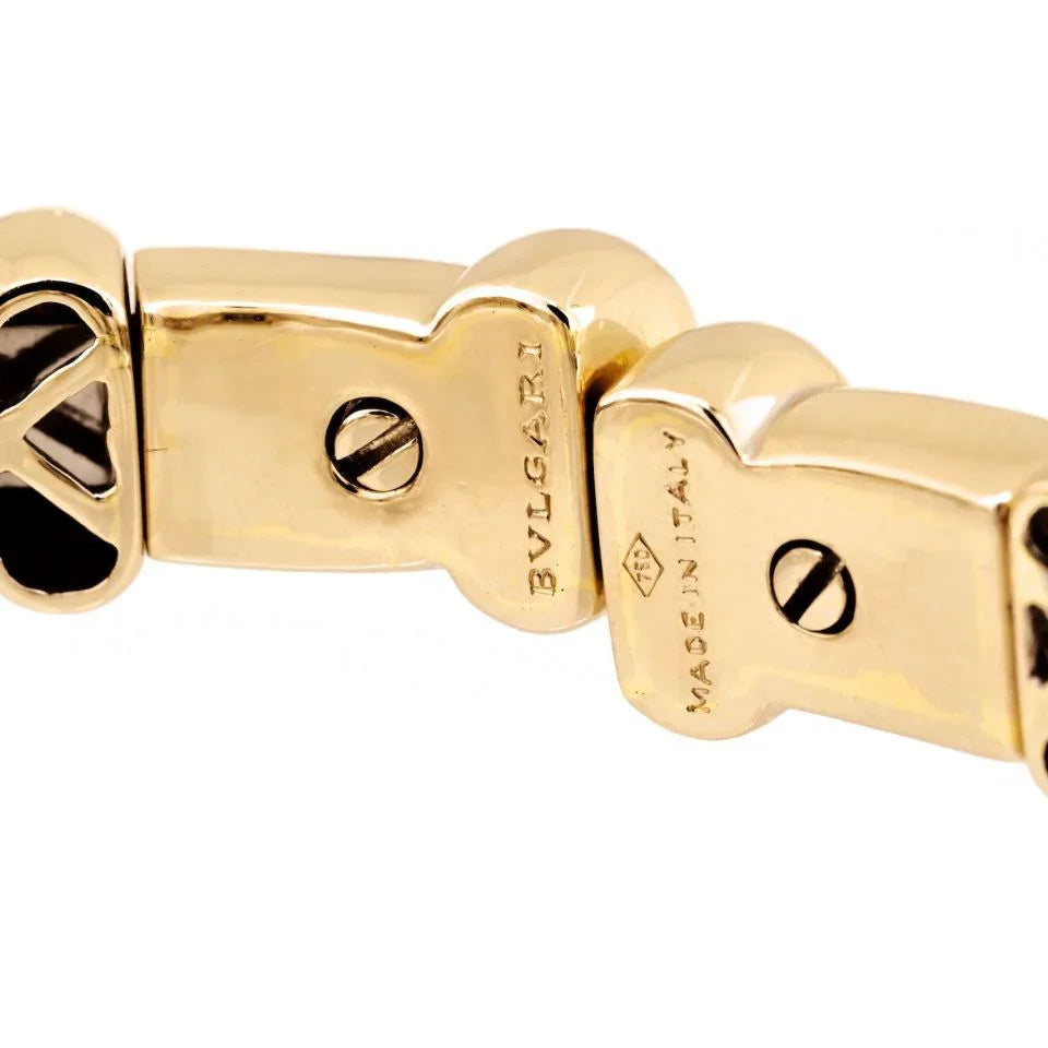 Bvlgari 18K White Gold Diamond And Pearl Cuff Bangle Bracelet - The Back Vault
