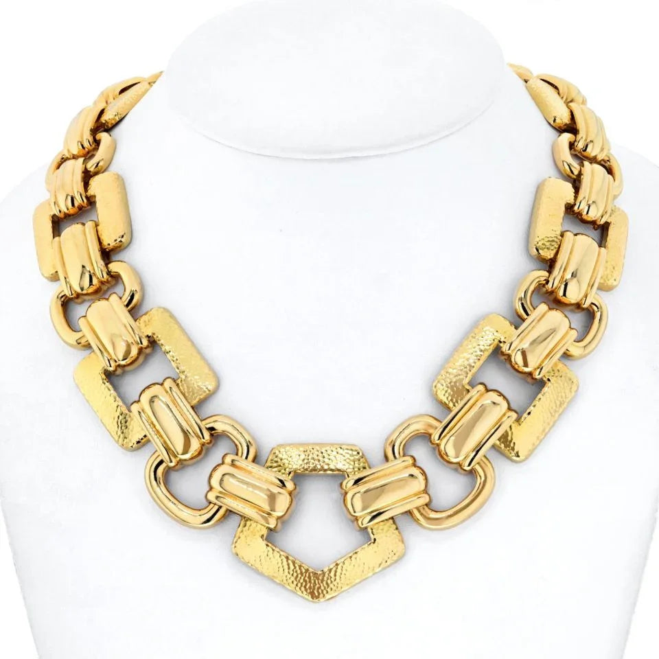 David Webb 18K Yellow Gold Large Open Link Ancient World Necklace - The Back Vault
