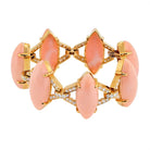 David Webb Platinum & 18K Yellow Gold Marquise Coral and 5.00cttw Diamond Bracelet - The Back Vault