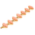 David Webb Platinum & 18K Yellow Gold Marquise Coral and 5.00cttw Diamond Bracelet - The Back Vault