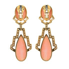 David Webb Platinum & 18K Yellow Gold Coral And 4.00cttw Diamond Drop Earrings - The Back Vault