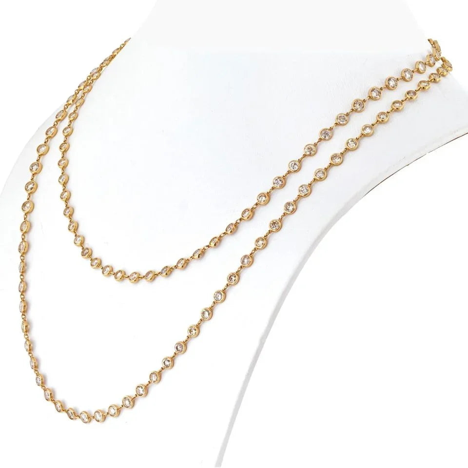 18K Yellow Gold 34 Carat Diamond By The Yard Necklace - The Back Vault