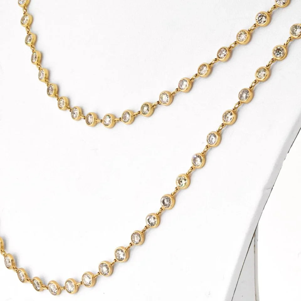 18K Yellow Gold 34 Carat Diamond By The Yard Necklace - The Back Vault
