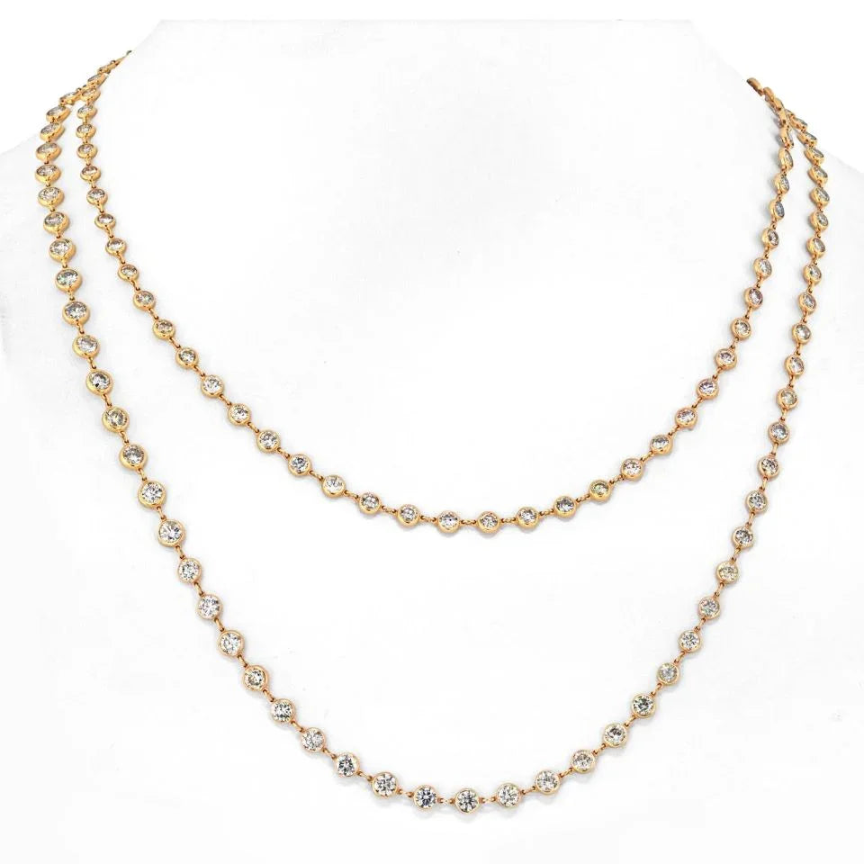 18K Yellow Gold 34 Carat Diamond By The Yard Necklace - The Back Vault