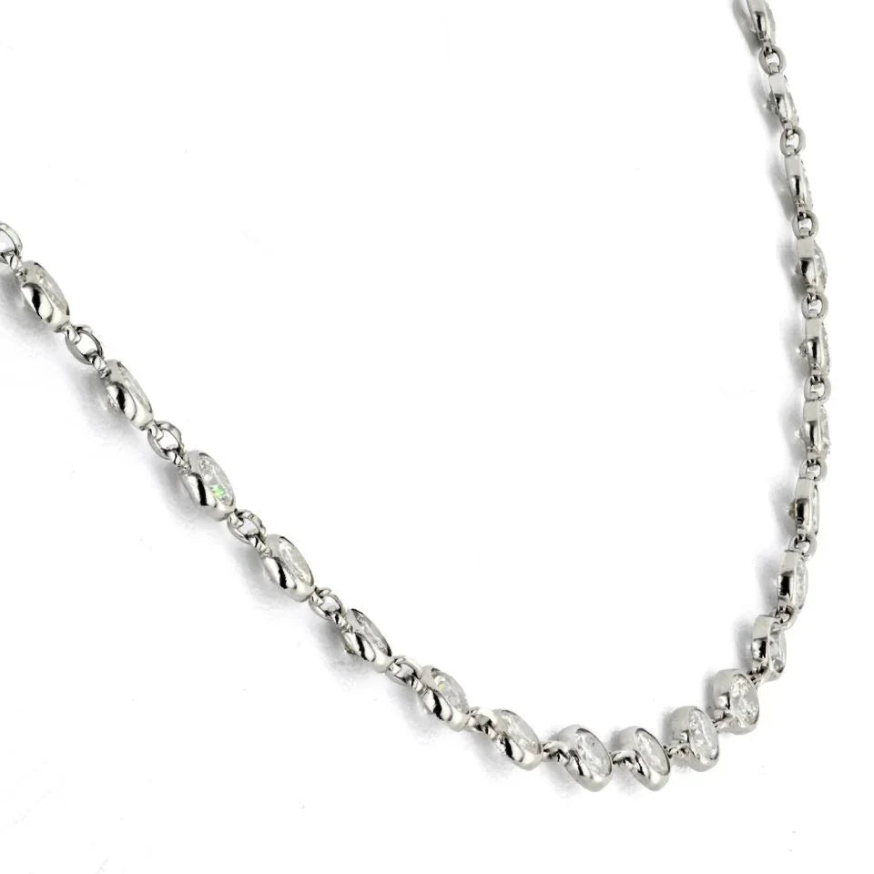 Platinum 11.57cttw Diamond By The Yard Necklace - The Back Vault