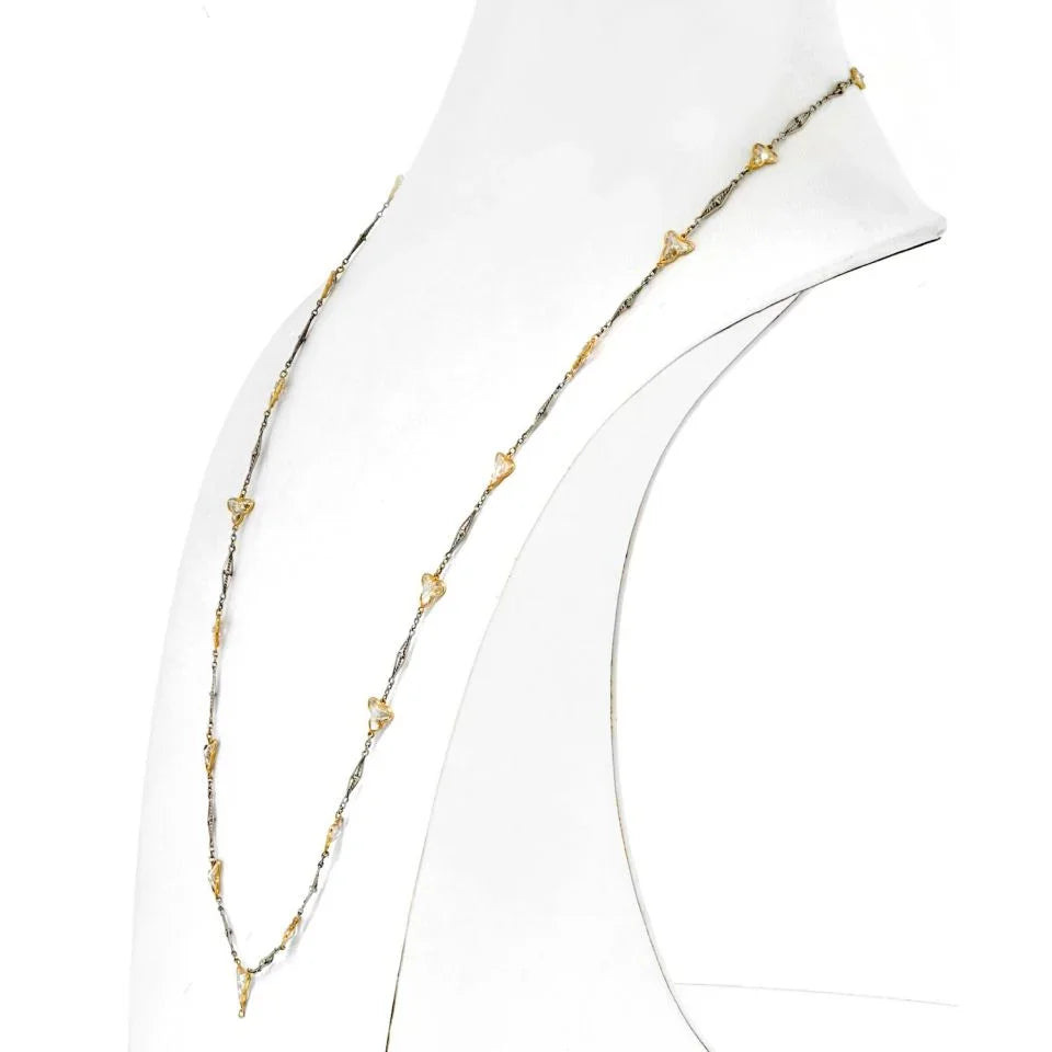 Platinum 7.50cttw Fancy And Club Shape Diamond Chain Necklace - The Back Vault