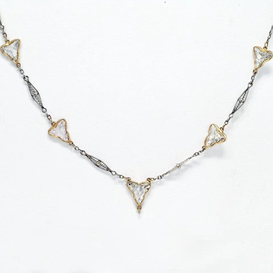 Platinum 7.50cttw Fancy And Club Shape Diamond Chain Necklace - The Back Vault