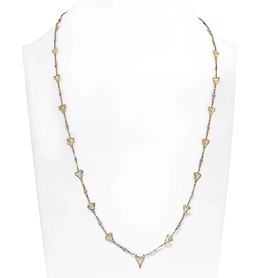 Platinum 7.50cttw Fancy And Club Shape Diamond Chain Necklace - The Back Vault