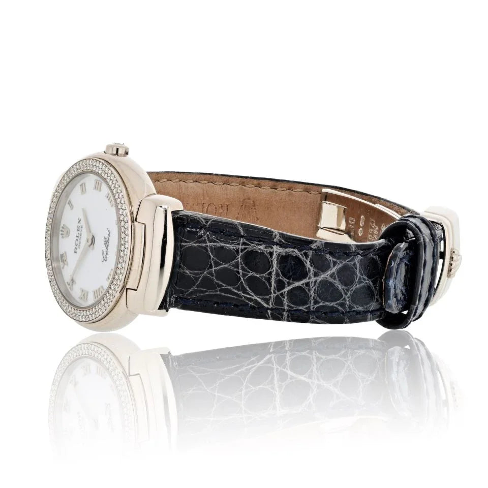 Rolex Cellini 18K White Gold Cellissima 26mm Dial Diamond Bezel 6671 Women Watch - The Back Vault
