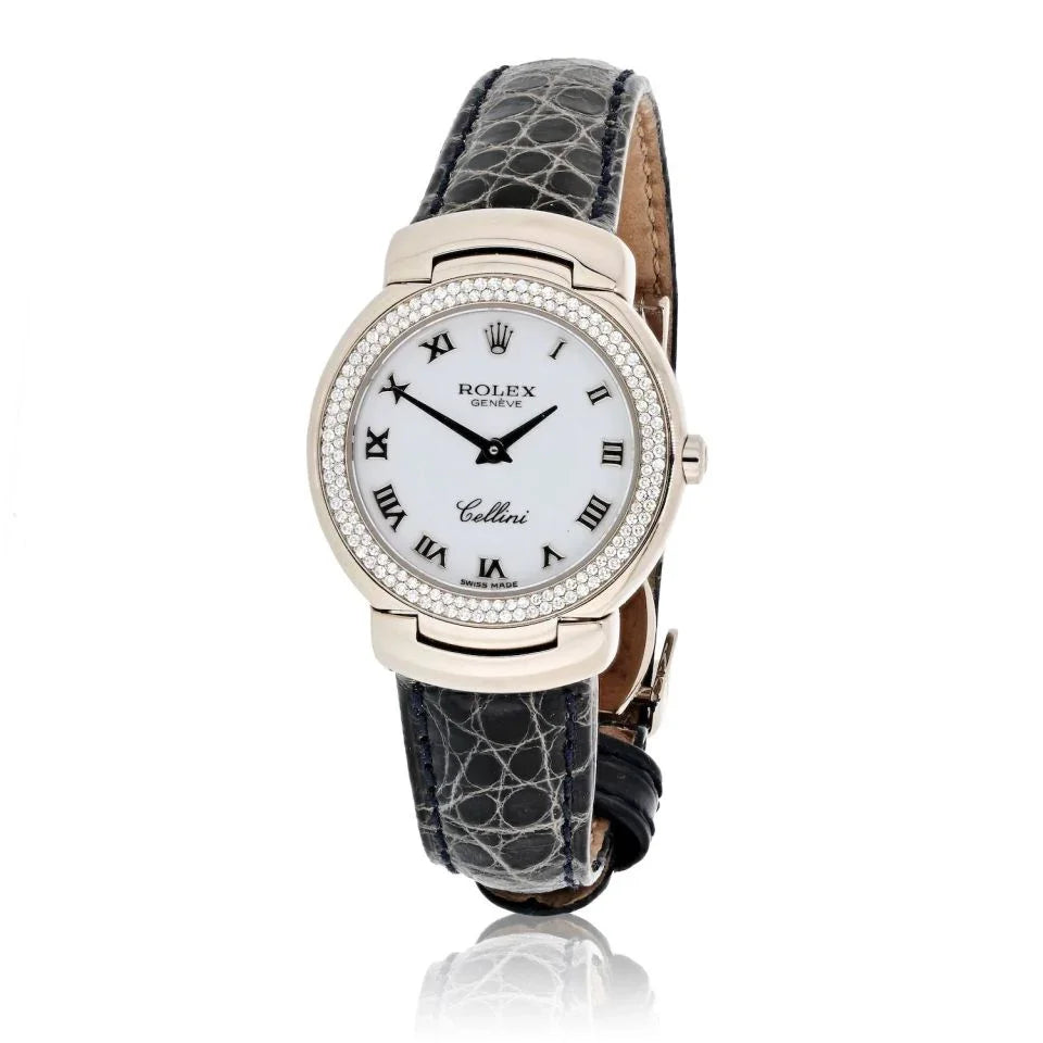 Rolex Cellini 18K White Gold Cellissima 26mm Dial Diamond Bezel 6671 Women Watch - The Back Vault