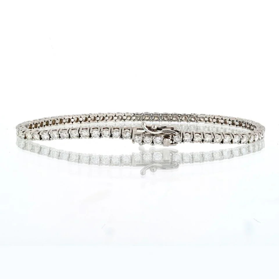 14K White Gold 4.28cttw Tennis Bracelet - The Back Vault