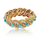 David Webb Platinum & 18K Yellow Gold Turquoise And Diamond Bracelet - The Back Vault