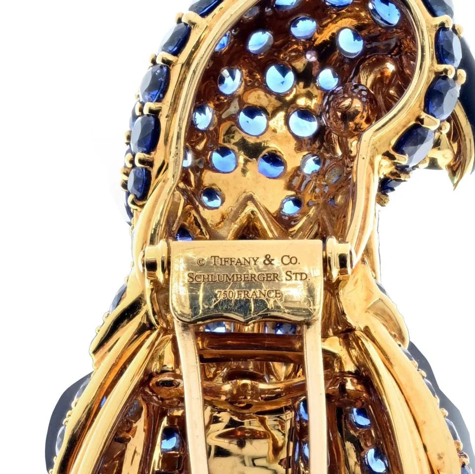 Tiffany & Co. Schlumberger Platinum & 18K Yellow Gold Yellow, Green Enamel Parrot Brooch - The Back Vault