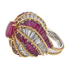 David Webb Platinum & 18K Yellow Gold Ruby And Diamond Turban Ring - The Back Vault