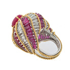 David Webb Platinum & 18K Yellow Gold Ruby And Diamond Turban Ring - The Back Vault