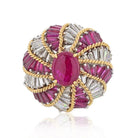 David Webb Platinum & 18K Yellow Gold Ruby And Diamond Turban Ring - The Back Vault
