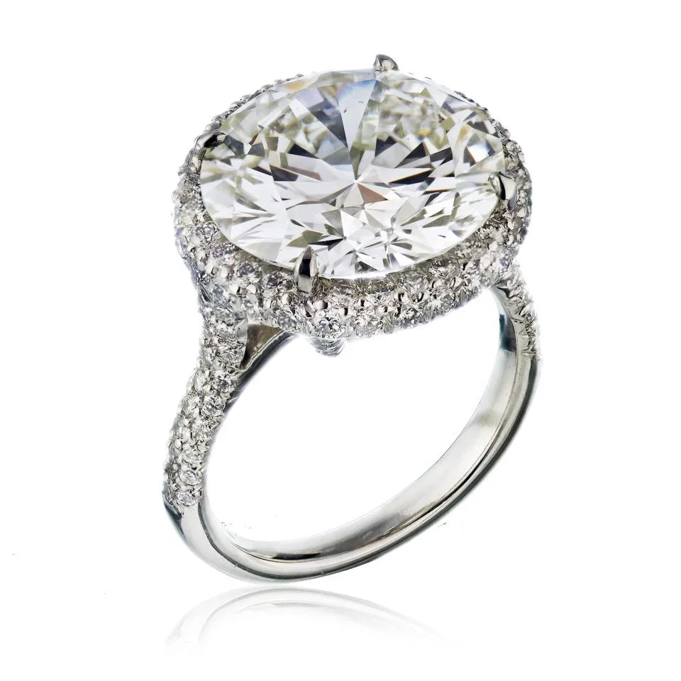 9 carat Round Diamond Halo Engagement Ring - The Back Vault