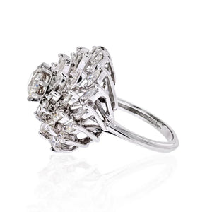 Circa 1950's Platinum 1.30 carat Old European Cut, Marquise Cluster Diamond Ring