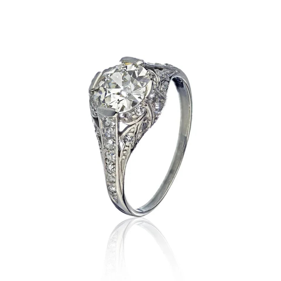 Vintage 1.23 carat Old European Cut Diamond J/SI1 GIA Art Deco Engagement Ring - The Back Vault