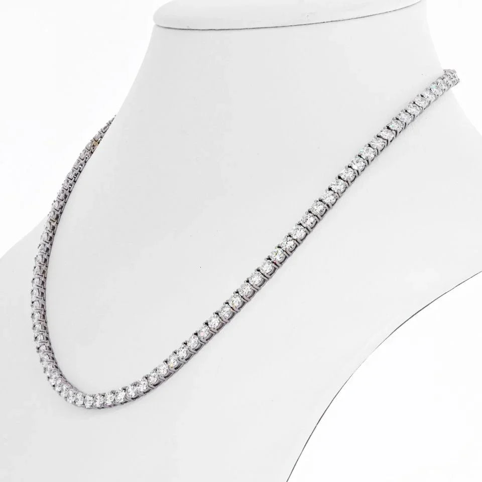 14K White Gold Diamond straightline Necklace - The Back Vault