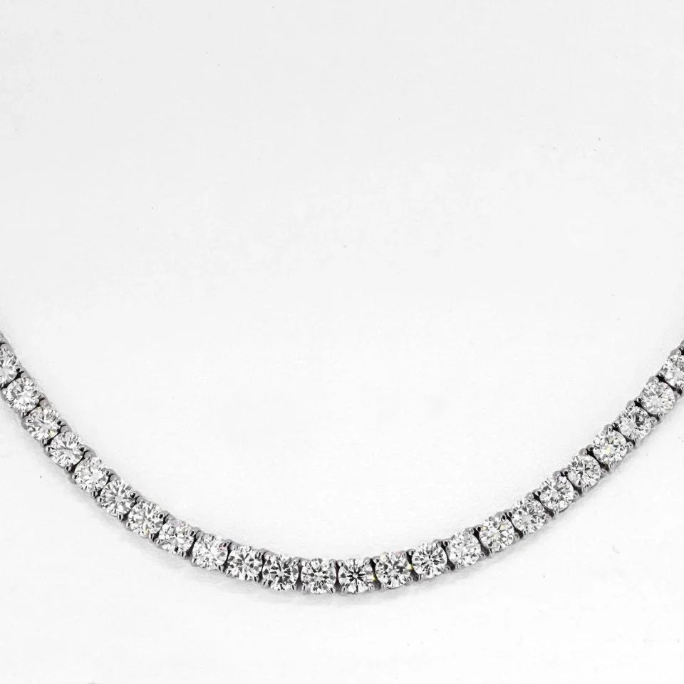 14K White Gold Diamond straightline Necklace - The Back Vault