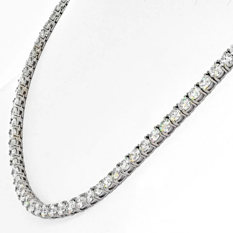 14K White Gold Diamond straightline Necklace - The Back Vault