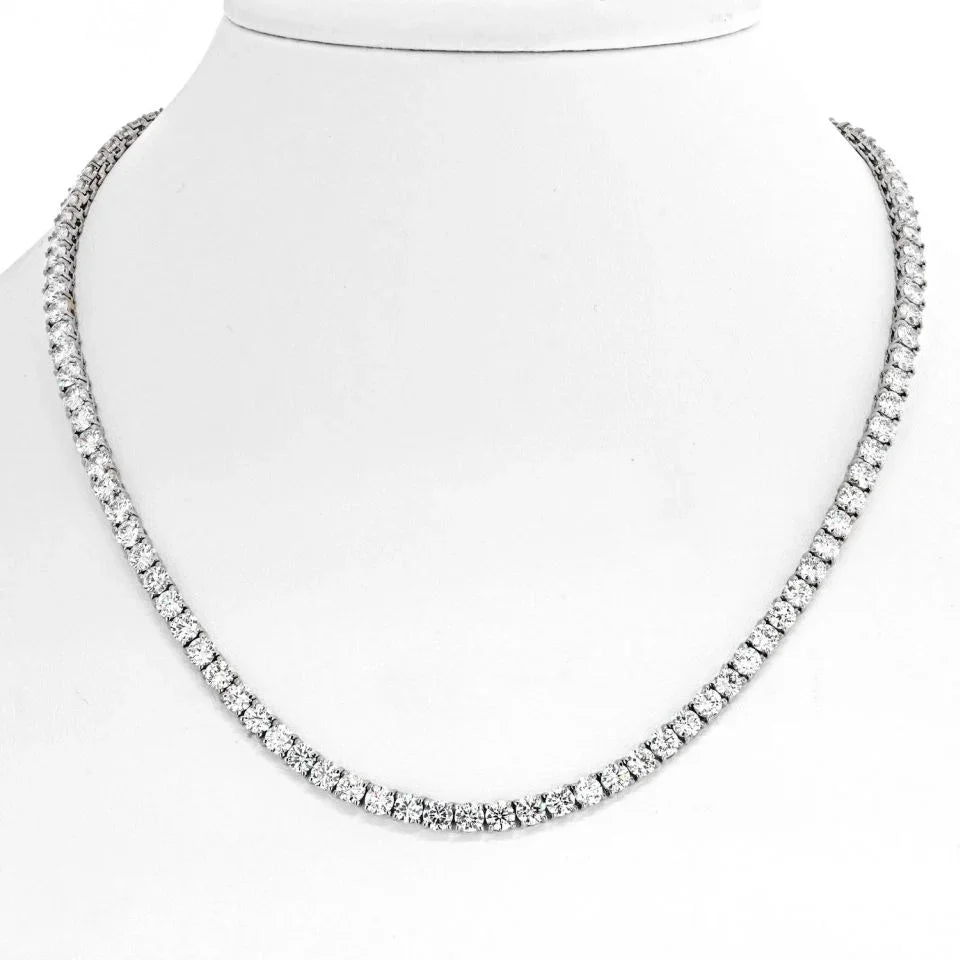 14K White Gold Diamond straightline Necklace - The Back Vault