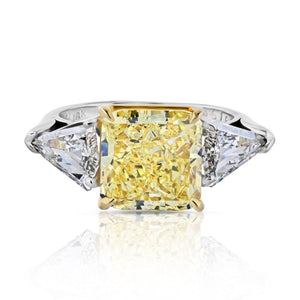 5 carat Radiant Cut Diamond Fancy Intense Yellow GIA Kitesb Ring