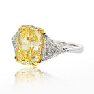 8 carat Cushion Cut Diamond Fancy Intense Yellow GIA TR~1.20ct H/SI2 GIA & 2TR~2.42tw H/SI1 GIA Ring - The Back Vault