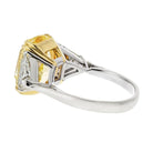8 carat Cushion Cut Diamond Fancy Intense Yellow GIA TR~1.20ct H/SI2 GIA & 2TR~2.42tw H/SI1 GIA Ring - The Back Vault