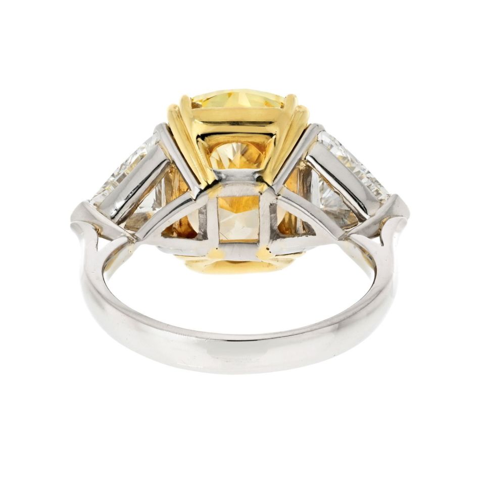 carat Cushion Cut Diamond Fancy Intense Yellow GIA H