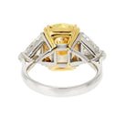 8 carat Cushion Cut Diamond Fancy Intense Yellow GIA TR~1.20ct H/SI2 GIA & 2TR~2.42tw H/SI1 GIA Ring - The Back Vault