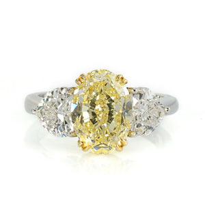 4 carat Oval Diamond Fancy Light Yellow GIA  Ring