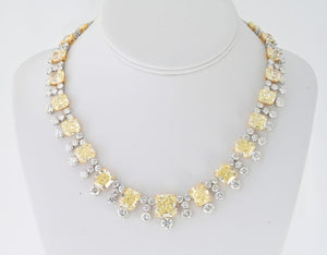 Platinum & 18K Yellow Gold Fancy Yellow Diamonds 94.65 carats Necklace