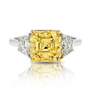 3 carat Emerald Cut Diamond GIA Three Stone Diamond Engagement Ring